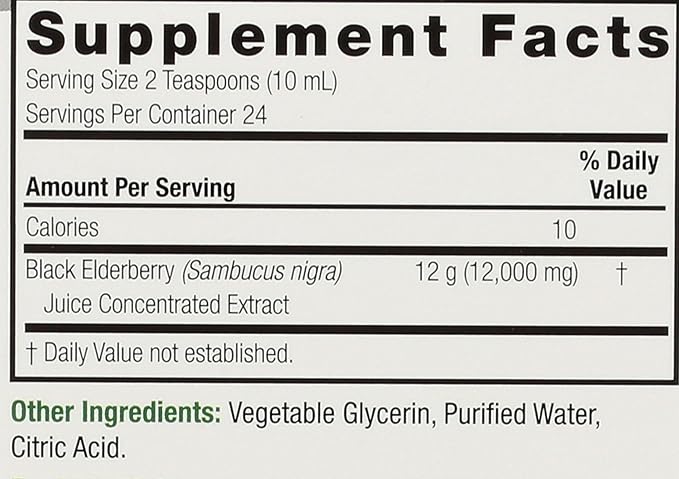 Nature's Answer Sambucus Dietary Supplement Original For Daily Immune and Antioxidant Support | Alcohol-Free Gluten-Free &amp Vegan 8oz