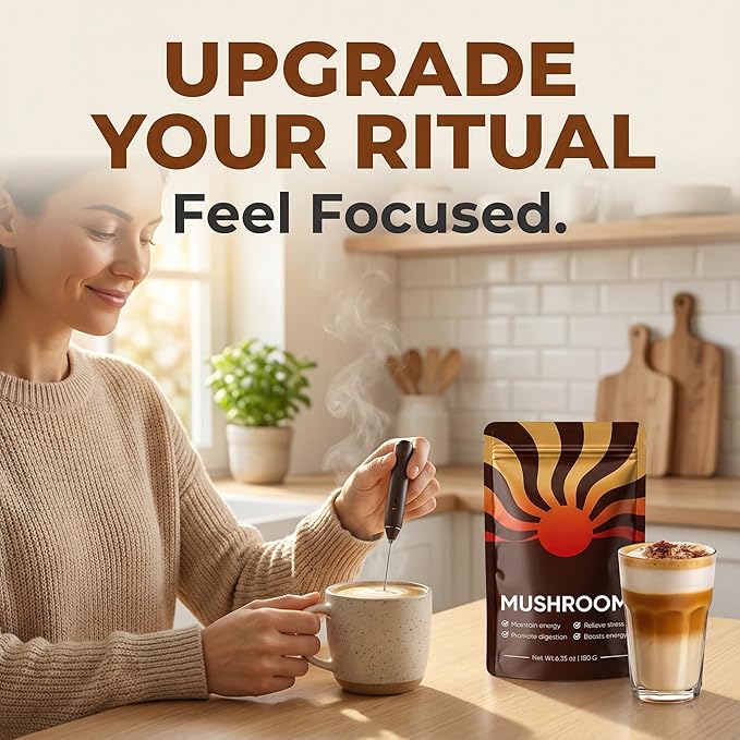 Mushroom Coffee – Mushroom Coffee Blend with 10 Mushrooms + Collagen – Organic Instant Coffee Mix for Balanced Energy Focus &amp Wellness – Low Caffeine Sugar-Free Dairy-Free 30 Servings