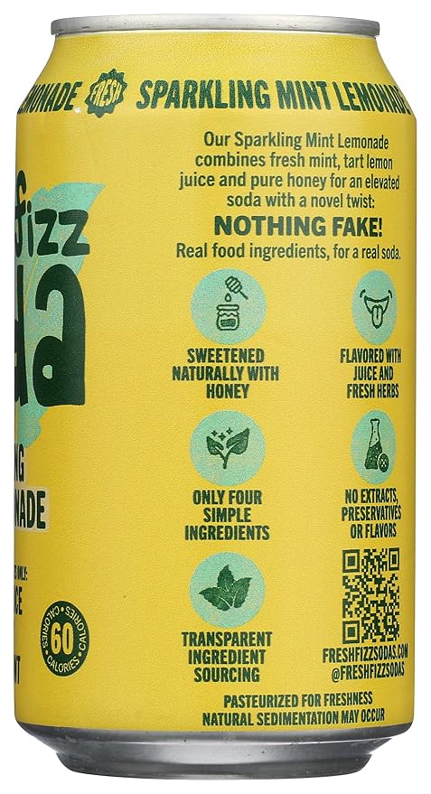 Fresh Fizz Soda Organic Sparkling Mint Lemonade 12 fl oz (Pack of 12)