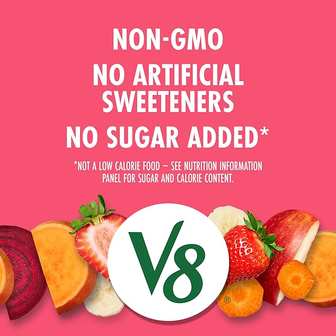 V8 Strawberry Banana 100% Fruit and Vegetable Juice 46 fl oz Bottle (Pack of 6)