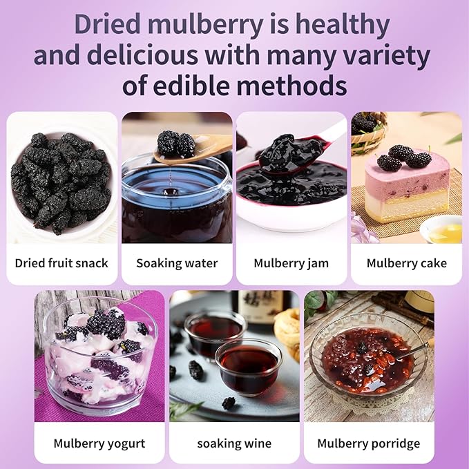 Premium Dried Black Mulberries Dried Mulberries Black Mulberry Tea Herbal Tea No Sugar Added &amp No Additives Dried Fruit Snack 黑桑椹干 桑葚 280g/10oz