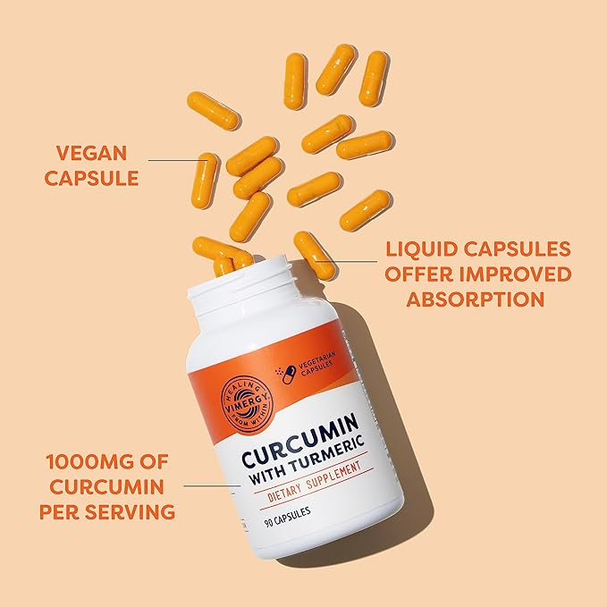 Vimergy Curcumin with Turmeric Supplement 1000mg Curcumin Extract/Serving – Liquid Capsules - Non-GMO Gluten-Free Kosher Vegan &amp Paleo Friendly Turmeric Curcumin Supplement (Pack of 2)