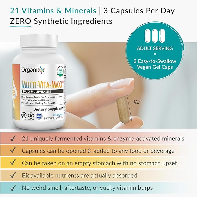 Organixx Clean Sourced Collagens (30 Serv) &amp Multi-Vita-Maxx (90 Caps) Bundle Protein w/Vitamin C &amp Zinc Plus USDA Organic Whole Food Multivitamin Supports Hair Joints &amp Daily Energy G