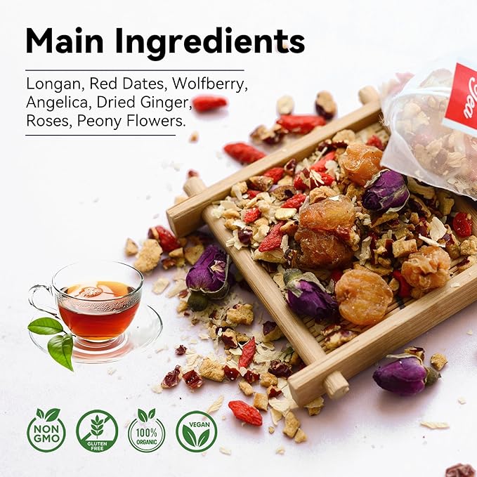 Laicuherb Womb Detox Herbal Tea for Women Healthy Pregnancy Pack of 2 Natural Fertility Tea for Get Pregnant Fast &amp Hormone Balance 20 Pyramid Tea Bags Vegan Caffeine Free
