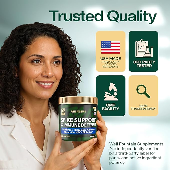 Nattokinase 4000 FU 200mg Bromelain 500mg Curcumin 500mg NAC 150mg Quercetin 100mg &amp BioPerine 5mg | 30-Day Supply 60 Count - Spike Protein Support &amp Immune Defense