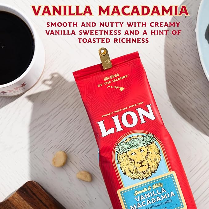 Lion Coffee 24K Gold Roast 100% Kona Whole Bean Coffee Medium-Light Roast A Taste of Aloha - 7 Ounce Bag