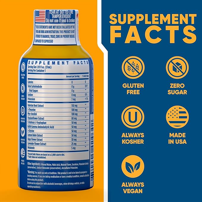 Vitamin Energy 8 Hour Sleep Shot Mixed Berry 12 Pack Melatonin 5-HTP GABA Valerian Lavender Nighttime Relaxation &amp Sleep Support Supplement Zero Sugar Vegan Gluten-Free Kosher 1.93 fl o