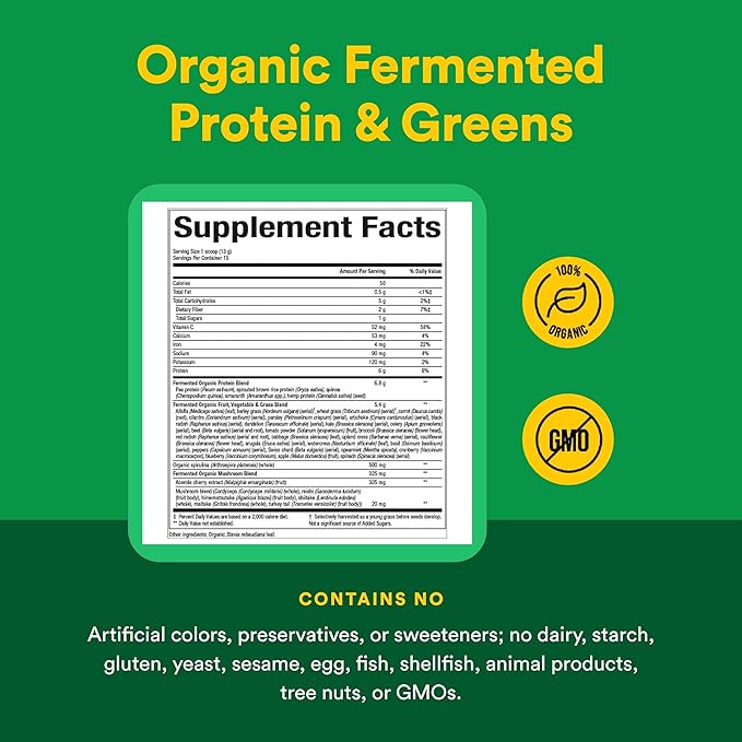Natural Factors Organic Greens - Antioxidant Support Supplement Aids Immune Health - Green Drink Mix with Fruits Vegetables &amp Herbs - Unflavored 6.9 oz