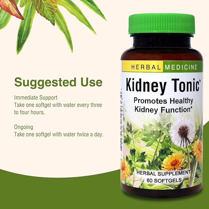Herbs Etc. Kidney Tonic Softgels - Function Supplement - Natural with Dandelion Saw Palmetto &amp Parsley - 60 Softgels (60 Servings)
