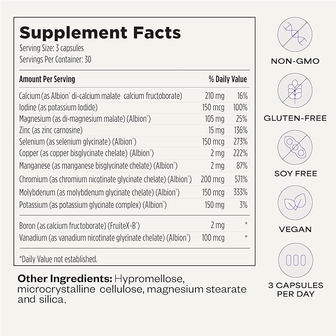 Minerals 101 by Dave Asprey | Daily Essential Mineral Support | Trace Mineral Supplement with Calcium Magnesium Malate Chromium Zinc Copper Potassium | 30 Day Supply