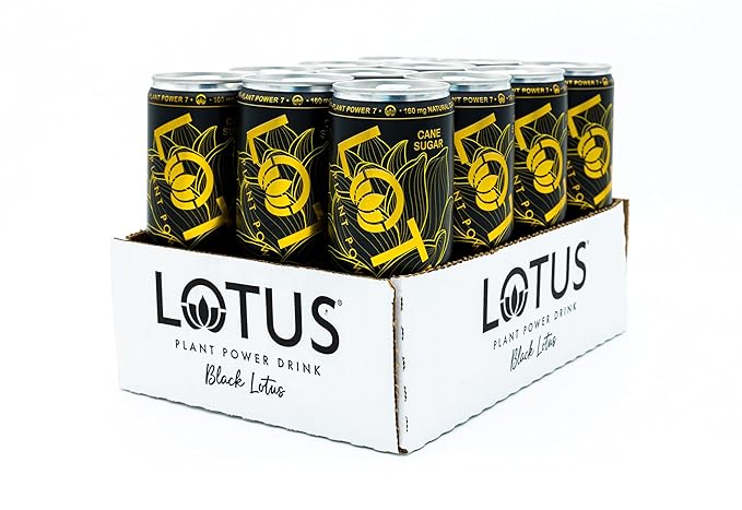 Gold Lotus Plant Power Drink™ | Pure Cane Sugar | 160 mg Natural Caffeine from Green Coffee Bean | Plant-Based Ingredients | 12 oz Cans | 12 Count