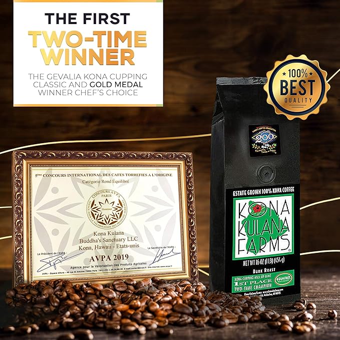 Kona Coffee Whole Bean – 100% Hawaiian Kona Coffee Beans Single Origin Dark Roast Fresh Roasted Whole Bean for Drip French Press &amp Espresso Kona Kulana Farms – 16oz