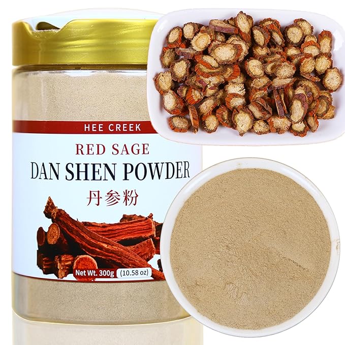 100% Pure Dan Shen Powder 300g/10.58oz Salvia Miltiorrhiza Red Sage Root Powder Geo-authentic Chinese Herbs 200 Mesh Ultra-fine for Tea &amp Soup No Additives Vegan Caffeine Free 丹参粉 丹参