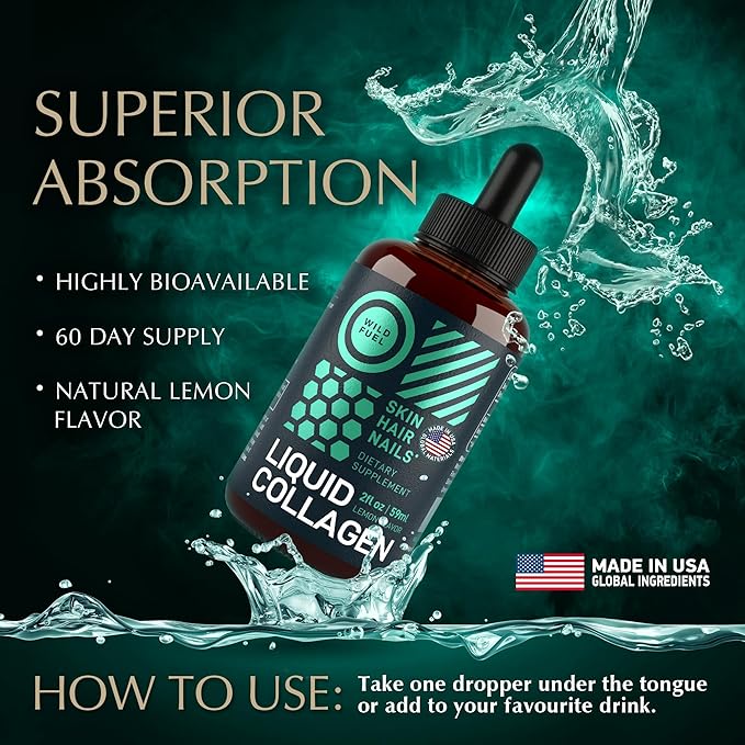 WILD FUEL Liquid Collagen Peptides with Biotin and Dental Probiotics for Fresh Breath Bundle