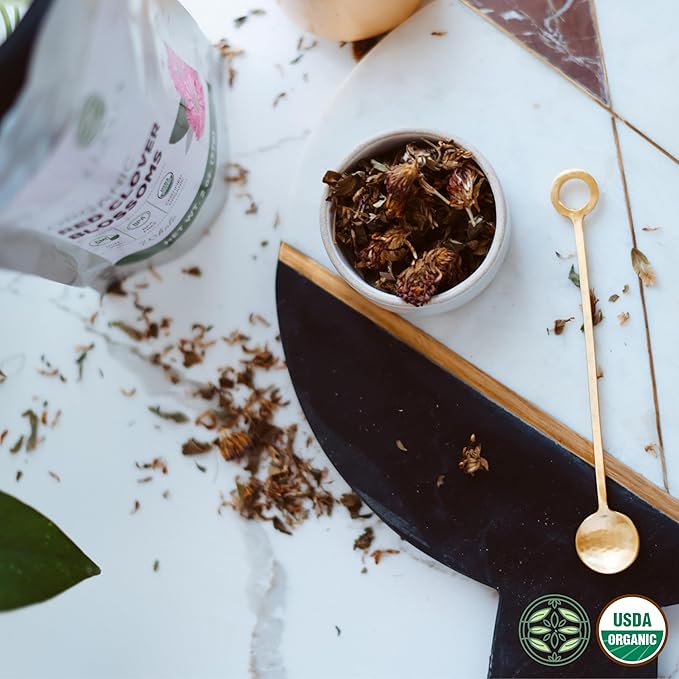 Organic Red Clover Blossoms 8 oz. (227g) USDA Certified Organic Red Clover Blossom Tea Whole