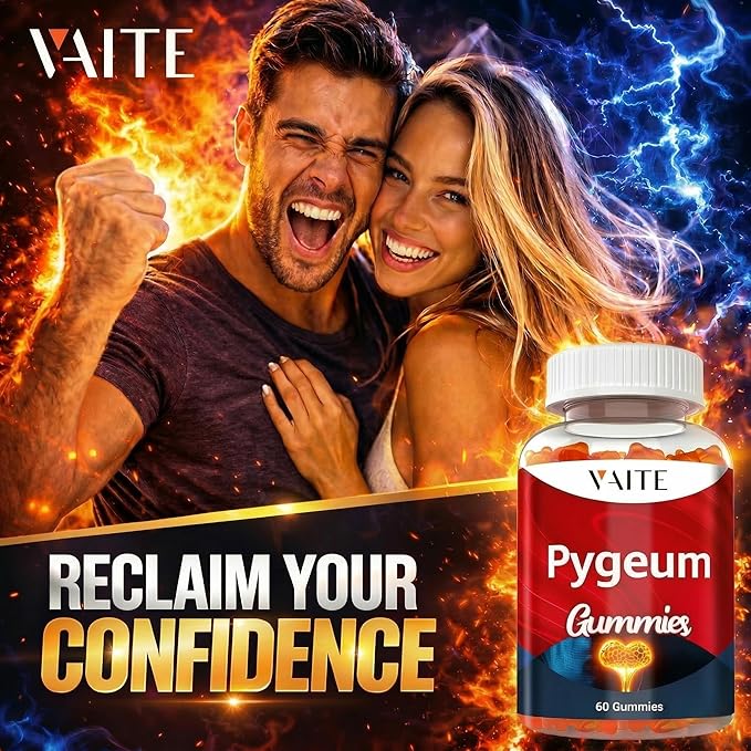 VAITE Pygeum Supplement Gummies 500mg - Vegan Chewables with Africanum Bark Extract Plant-Based Supplements for Male Non-GMO Gluten-Free Sugar-Free Gelatin-Free 60 Chews Gummy