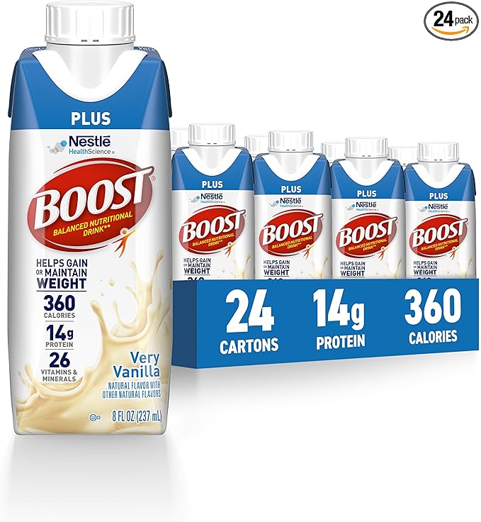 BOOST Plus Nutritional Drink Very Vanilla 8 fl oz (Pack of 24)