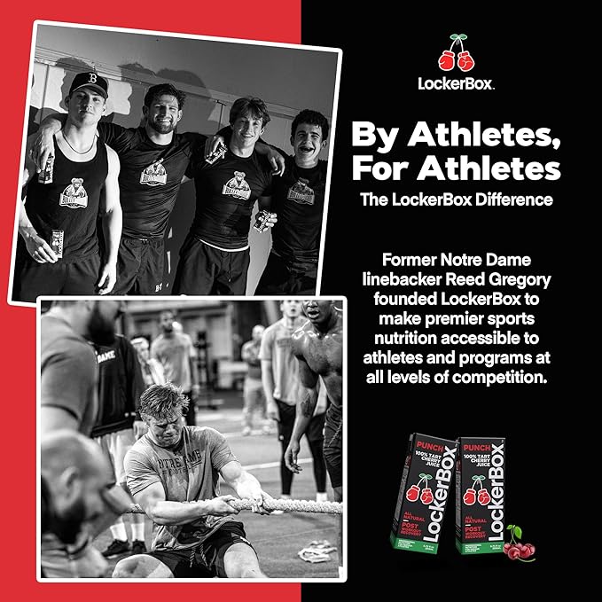 LockerBox PUNCH 100% Tart Cherry Juice Box (40 Pack) 6.75 oz | Organic Workout Recovery Drink | Natural Sleep Support | Sugar Free Zero Caffeine | Grab-and-Go Juice Boxes for Athletes &amp Teams