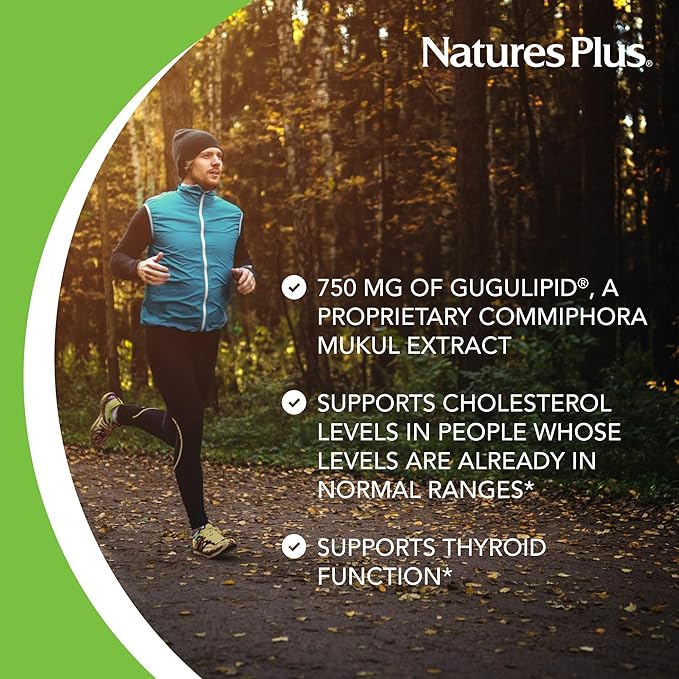 NaturesPlus Herbal Actives Gugulipid Extended Release- 1000 mg 2.5% Guggulsterones - 30 Vegan Tablets - Ayurvedic Botanical Supplement - Vegetarian Gluten-Free - 30 Servings