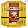 Twinings Earl Grey Extra Strong Black Tea Individually Wrapped Bags 20 Count (Pack of 6) Flavoured with Citrus and Bergamot Caffeinated Enjoy Hot or Iced 120 Teabags