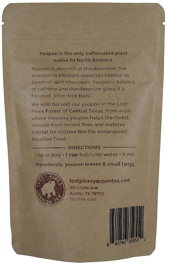 1LB (16oz) Dark Roast Yaupon Tea (loose leaf) - Lost Pines Yaupon Tea - Sustainably wild harvested yaupon the only caffeinated plant native to North America.