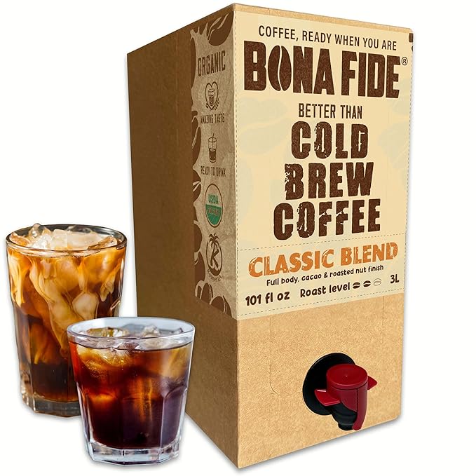 Better Than Cold Brew Coffee - Classic Blend 3L (101 Fl Oz) Bag in Box with Tap | Medium Roast Full-Bodied Flavor | Eco-Friendly Packaging