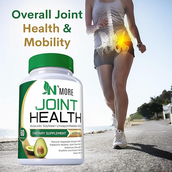 N'More Avocado Soybean Unsaponifiables Joint Health Supplement 400 mg Non-GMO Dairy Gluten &amp Shellfish Free 60 Day Supply One Capsule Per Day