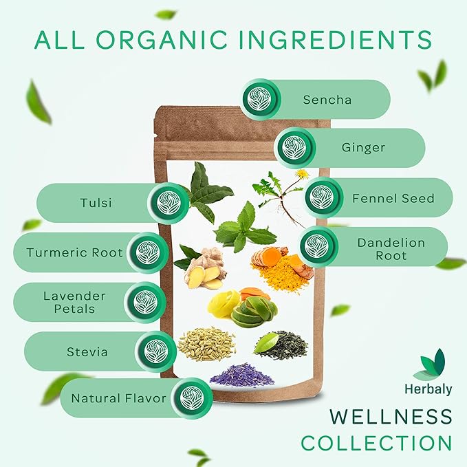 Herbaly Wellness Collection Tea - 8 Active Herbs - Improve General Health Strengthen Immunity - Natural Organic Non-GMO Vegan Sugar Free - 3 Pack 84 Pyramid Tea Bags