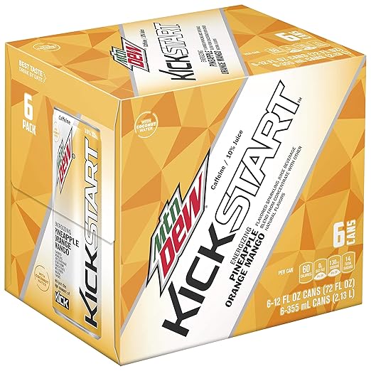Mountain Dew Kickstart Pineapple/Orange/Mango 12 Ounce (Pack of 6)