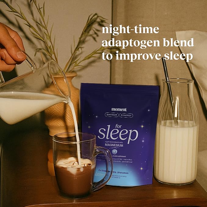 Moment Sleep Powder (SHARK TANK) | Hot Chocolate | Melatonin Alternative | 0 Sugar | Low Calorie | Mushroom Drink | Adaptogens Reishi GABA Magnesium Chamomile | Keto | Dairy Free | 15 Servings