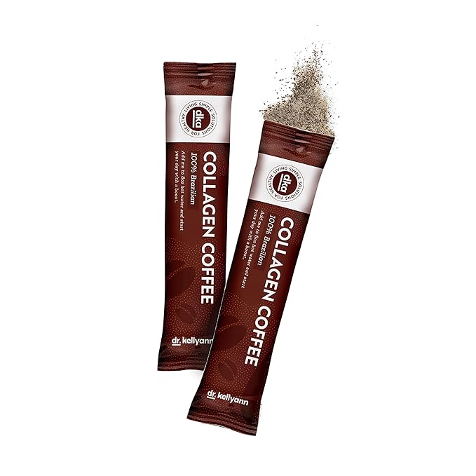 Dr. Kellyann Grass-Fed Collagen Instant Coffee (15 Packets) - Keto &amp Paleo Friendly - Sugar free Dairy free Grain Free - Brazilian Collagen Coffee-to-Go