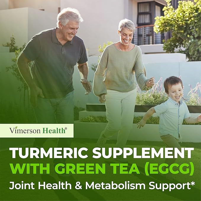 Turmeric Curcumin Supplement with Green Tea Extract (ECGC) &amp Vitamin C for Joint Health Energy &amp Inflammation Balance - Organic Tumeric Curcumin with Black Pepper - Gluten-Free Non-GMO - 60