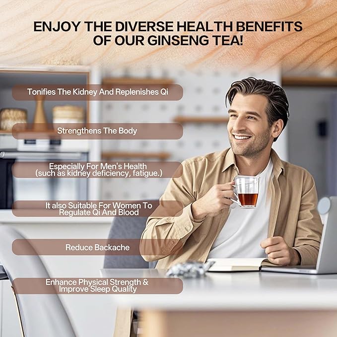 Kidney Tea Formula Ginseng Five Treasure Tea for Men and Women Natural Herbal Ingredients for Kidney Traditional Beverage Fruit Organic (60 Bag Gram 400.0)