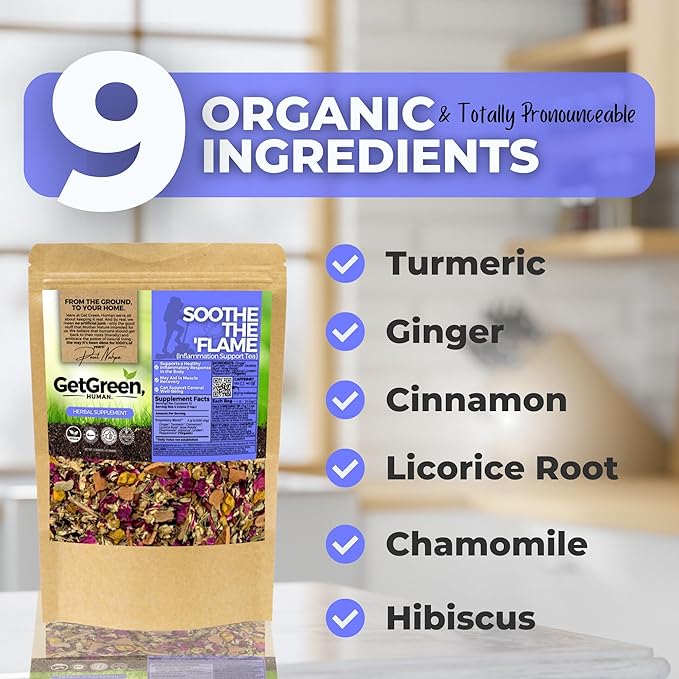 Health Herbal Tea Ayurvedic Muscle Recovery Loose Leaf Tea w/ Ginger Turmeric Cinnamon | Organic Herbal Tea | 2 oz (57 gram) | Decaf Vegan Healthy ZERO Caffeine Organic Herbs No Natural or A