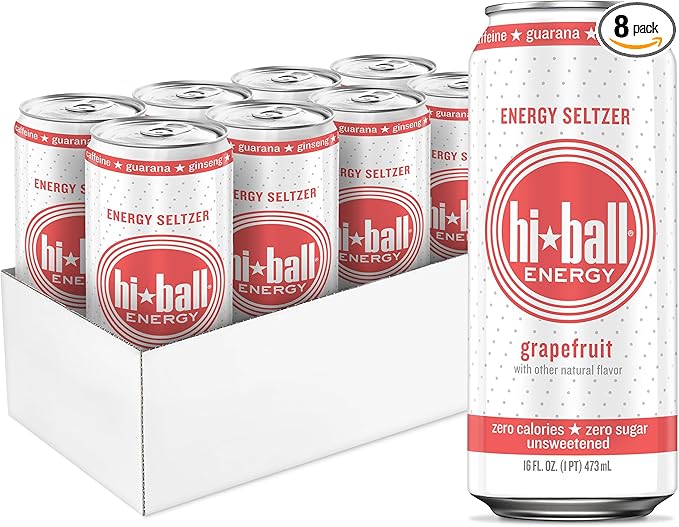 Hiball Energy Sparkling Energy Water Grapefruit 16 Fl Oz 8 Pack