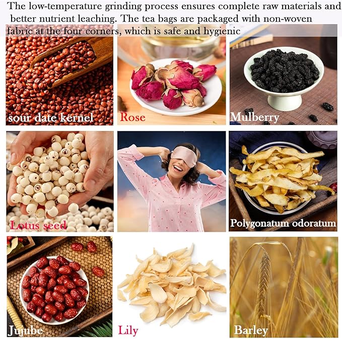 Goodnight Tea 300g/10.6oz 酸枣仁晚安茶 Sour Jujube Kernel Lily Poria Cocos Tea Good Night Sleep Combination of Lily Rose Mulberry Lotus seed Polygonatum and Jujube Chinese Herbal 酸枣仁 酸枣仁茶 酸枣仁茯苓百合茶 助眠安神