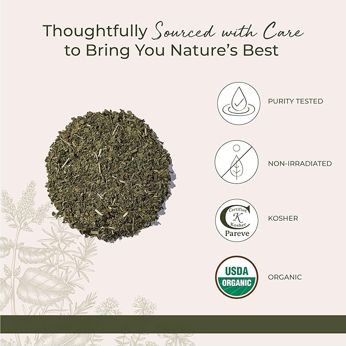 Starwest Botanicals Organic Nettle Leaf - Dried Stinging Nettle Natural Loose Leaf Herbal Tea Caffeine Free Cut &amp Sifted Certified Kosher Non-GMO - Bulk 1 lb Bag