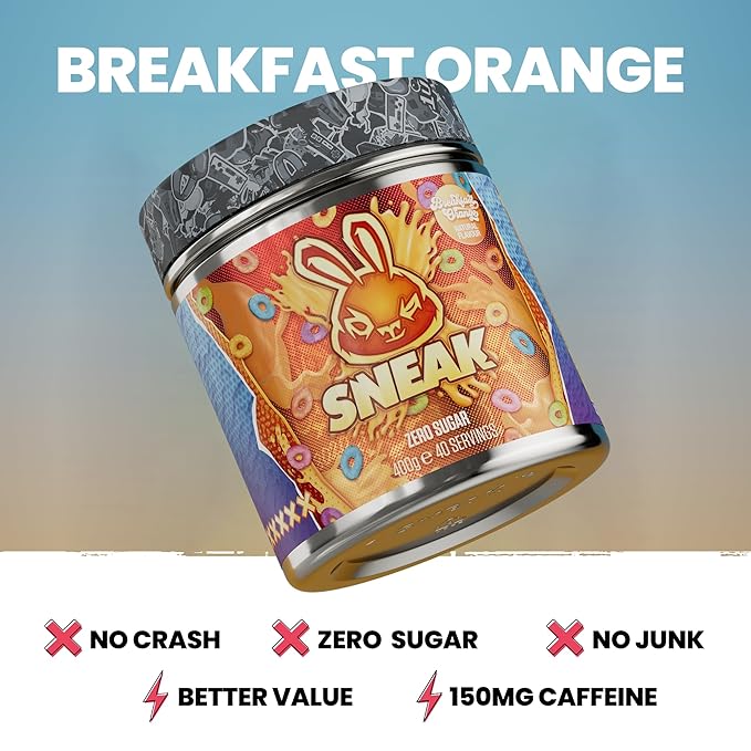 SNEAK Energy Drink Powder | Breakfast Orange | No Sugar. No Nasties. Just Natural Caffeine Focus-Boosting Nootropics | 40 Servings