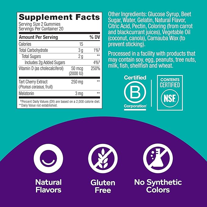 OLLY Muscle Recovery Sleep Gummies Sleep and Sore Muscle Support 3mg Melatonin Tart Cherry &amp Men's Multivitamin Gummy Overall Health and Immune Support Vitamins A C D E B Lycopene
