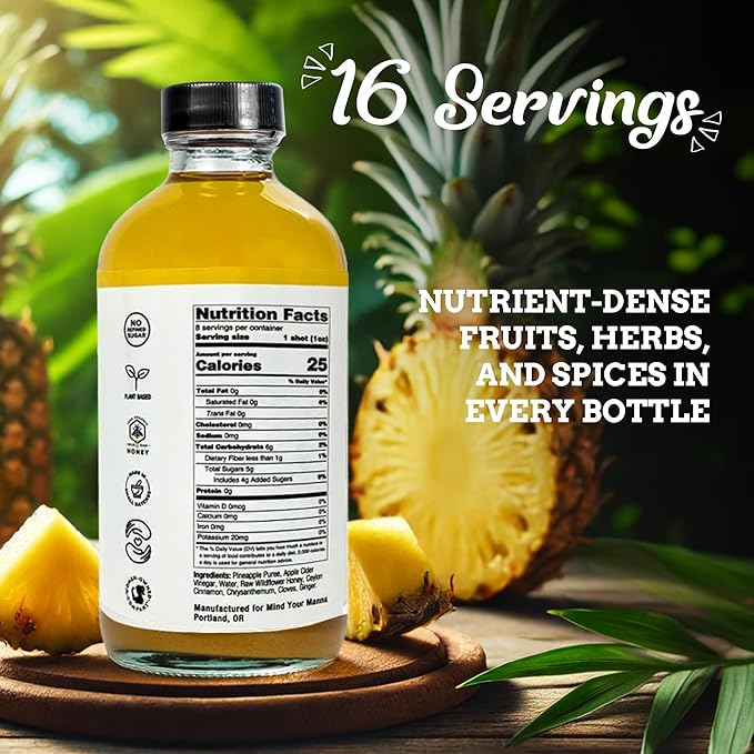 Fire Brew Premium Shrub – Roasted Pineapple Shrub | 16 Concentrated Servings of the Healthiest Organic Ingredients to Boost Wellness Hydrate and Help with Infections Injuries and Joint Pain – 8oz
