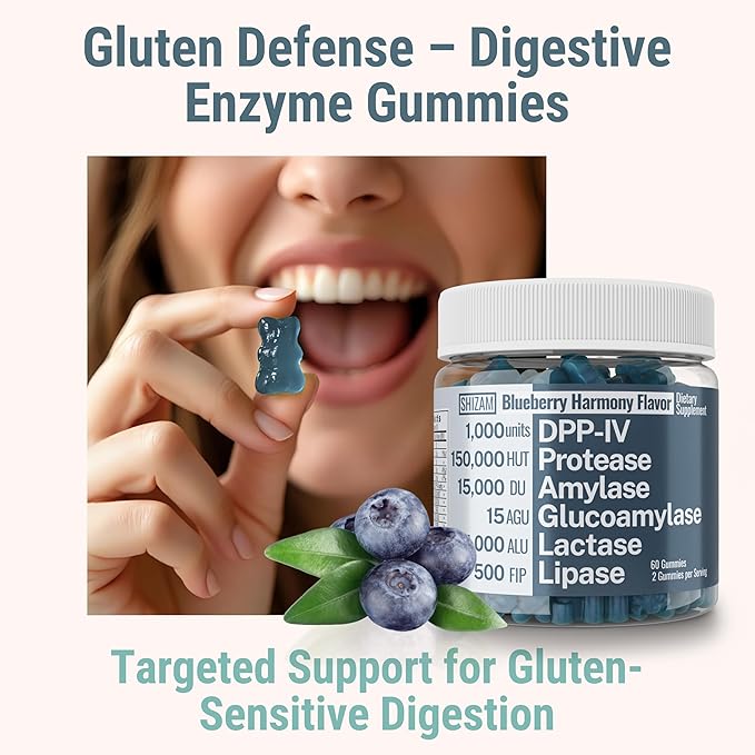Gluten &amp Lactase Digestive Enzyme Gummies – Lactase Pancreatic Enzymes with DPP‑IV Lipase Gluco‑Amylase Lactase Drops Chewables Capsules Pills Powder Supplement Alt Pancreatic Support for Kids