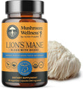 Mushroom Wellness Lion’s Mane Blend with Reishi: Organic Lion's Mane &amp Reishi Mushroom Capsules Mushroom Powder Supplement Supports Cognitive Health Memory and Mental Focus 90 Vegan Capsules