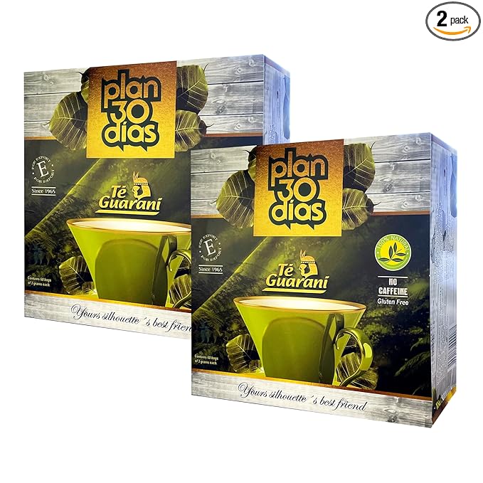 Te Guarani Plan 30 Días – Caffeine-Free Herbal Tea with Senna &amp Boldo | 30-Day Herbal Infusion Routine for Wellness &amp Comfort | Natural Morning &amp Night Blends | 60 Tea Bag - 2 Packs