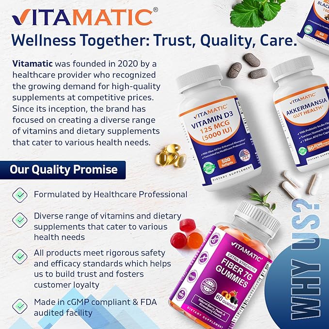 Vitamatic Advanced Sleep Aid with Melatonin - 120 Vegetable Capsules Made with B6 Magnesium L-Theanine L-Tryptophan 5-HTP GABA Valerian Chamomile Passion Flower Ashwagandha &amp Black Pepper