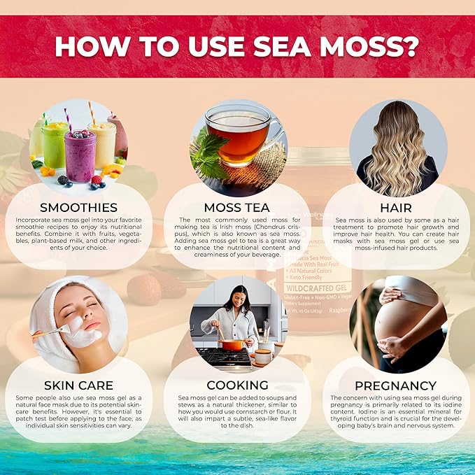 WELLNESS LABSRX Irish Sea Moss Gel Raw - Wildcrafted Superfood Seamoss Gel - Raspberry Flavor Vitamin and Mineral-Rich from Pristine Caribbean Waters Immune and Digestive Health Support - 10 oz.