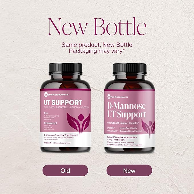 Pure D Mannose Capsules 1000mg Per Serve - Fast Acting UTI Support - Urinary Tract Cleanse &amp Bladder Health - Cranberry D-Mannose Dandelion Hibiscus Flower - 60 Veggie Caps