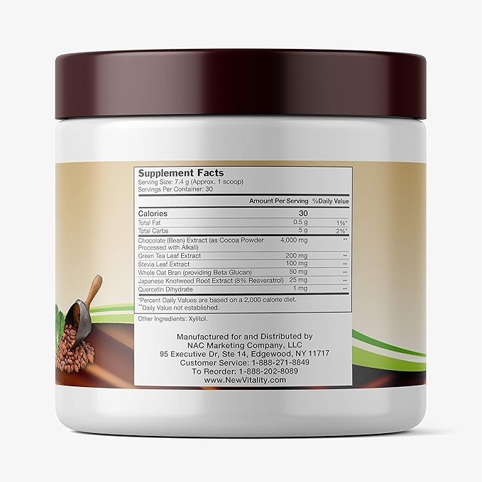 Coco Complete by New Vitality – Immune System and Boosting Superfood Powder Supplement Energy Support Sugar Free Real Cocoa Powder &amp Green Tea Extract Chocolate Flavor 30 Servings
