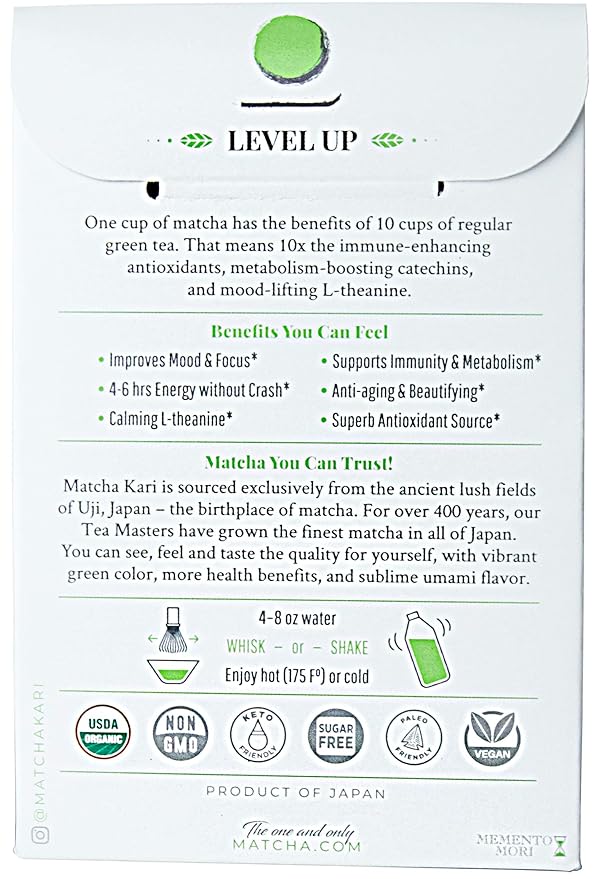 Matcha Green Tea Powder Single Serving Sticks Dr. Weil's Ceremonial Organic Matcha Powder Singles Packets - Individual Matcha Tea Packets (12)