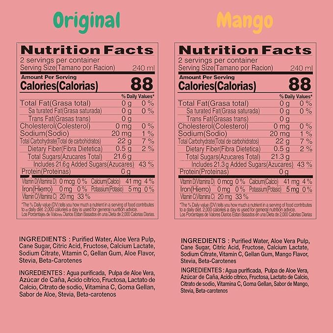VISVITA Aloe Vera Juice with Real Pulp Variety Pack | Digestive Health Hydration &amp Energy Boost | No Artificial Colors 16.9 oz Original (5) Mango (5) Pineapple (5) Pomegranate (5) (Pack of