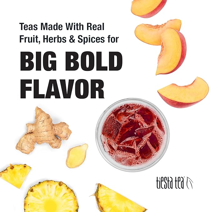 Tiesta Tea - Ginger Sweet Peach Cold Brew Tea Loose Leaf Spicy Peach Herbal Blend Premium Non-Caffeinated Iced Blend Cold Brew Packets Makes 64 oz of Pitcher Per Bag (Pack of 10)